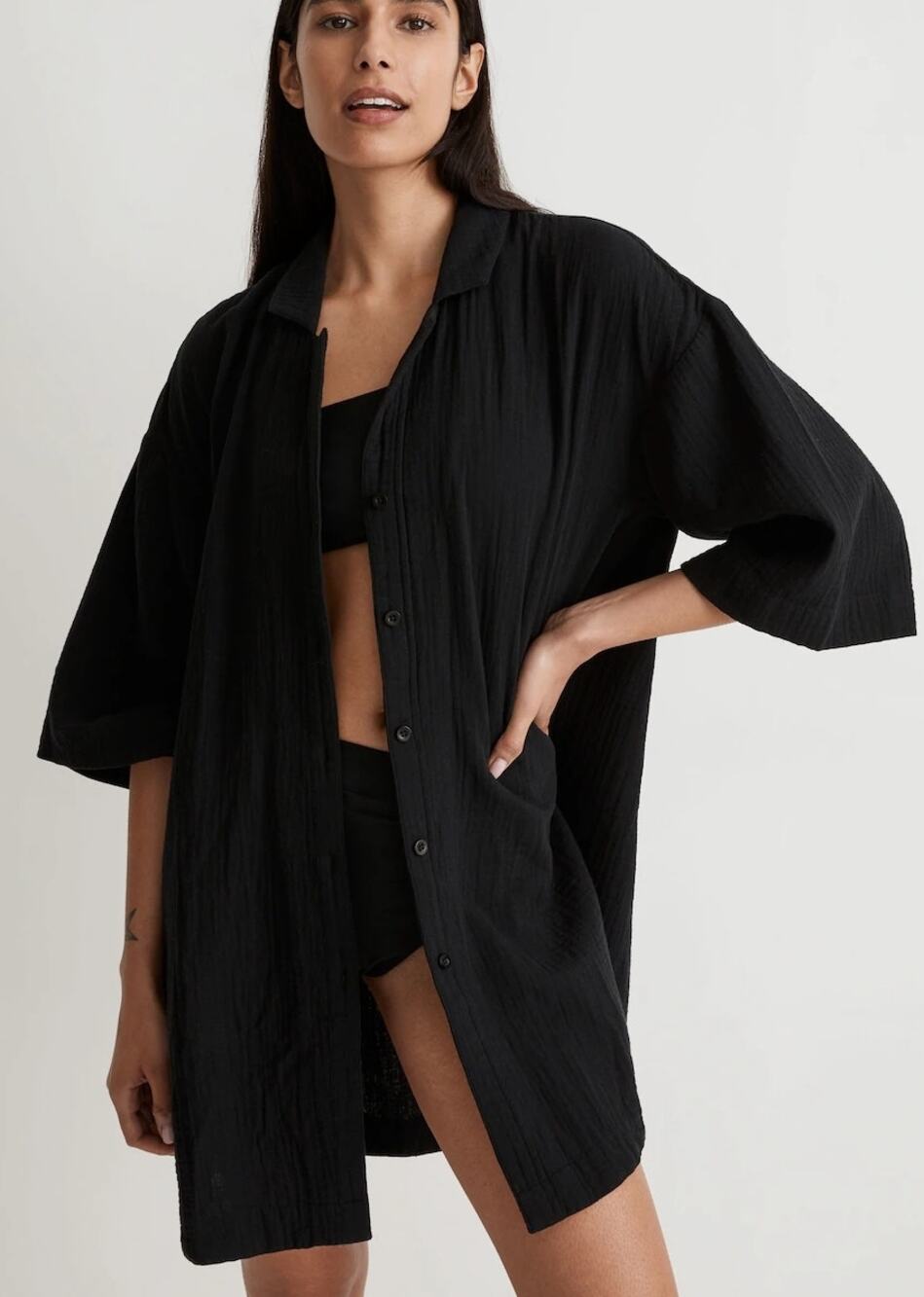 Madewell Crinkle Cotton Cover-Up Mini Shirtdress Size XXS NWT